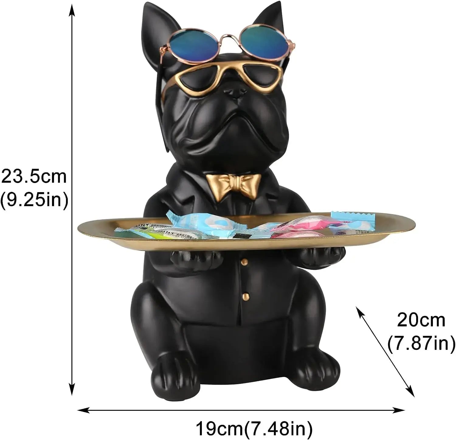 Resin Bulldog Desk Storage Tray Statue