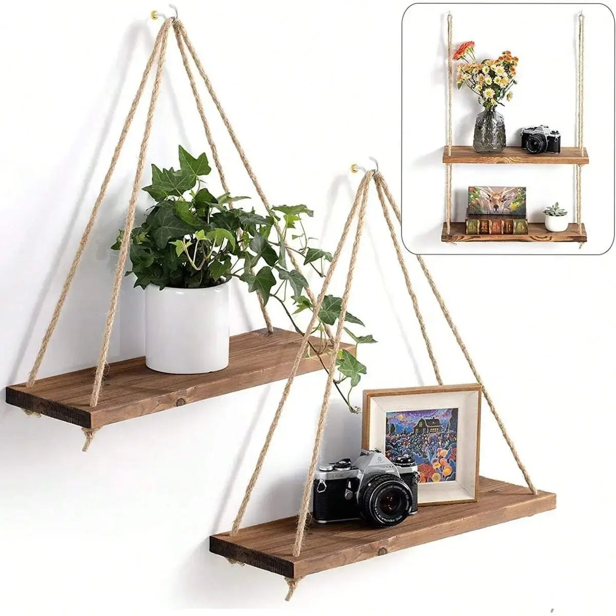 Wooden Swing Hanging Hemp