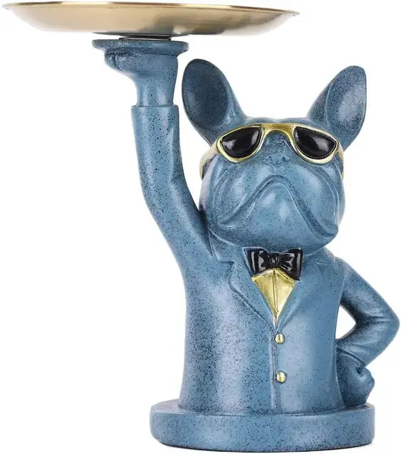 Resin Bulldog Desk Storage Tray Statue