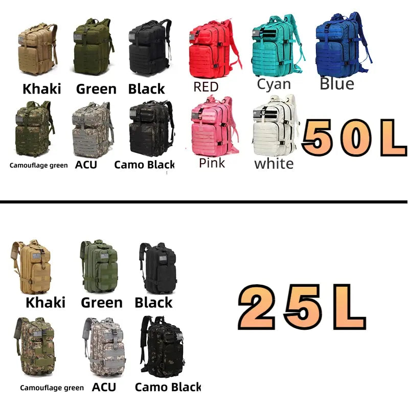 25L/50L Nylon Waterproof Trekking Bag